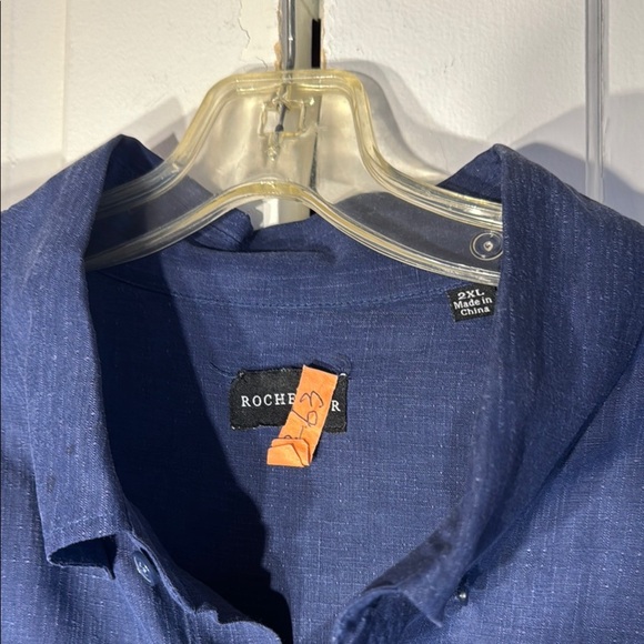 Rochester Casual Blue Button Down Shirt with Relaxed Fit - Picture 3 of 7